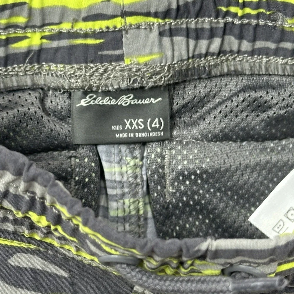 NWT Eddie Bauer Boys Ranger Shorts XXS Size 4 Yellow Grey Camouflage‎ Stretch